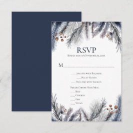Silver Grey Navy RSVP Kaartje