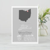 Silver Grey Ohio State Rehearsal Dinner Invitation Kaart (Staand voorkant)