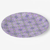 Silver Grey Paars Blue Metallic Filigree Pattern Papieren Bordje (Gekanteld)