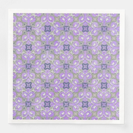 Silver Grey Paars Blue Metallic Filigree Pattern Servet (Voorkant)