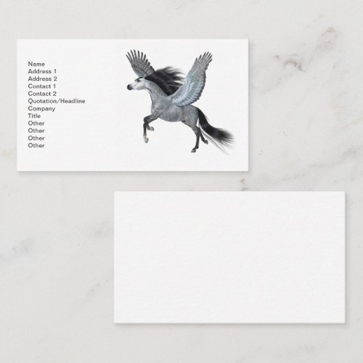 Silver Grey Pegasus Stallion Visitekaartje (Voorkant / Achterkant)