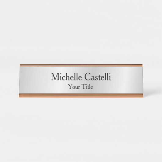 Silver Grey Professional, uniek, klassiek eenvoudi Bureau Naambordje (Voorkant)