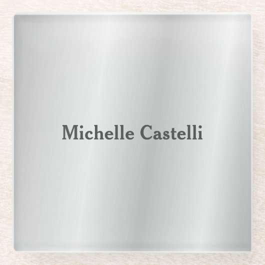 Silver Grey Professional, uniek, klassiek eenvoudi Glazen Onderzetter (Voorkant)