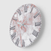 Silver Grey Roman Number Metallic Marble PInk Grote Klok (Hoek)