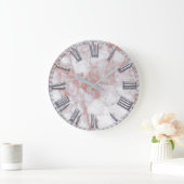 Silver Grey Roman Number Metallic Marble PInk Grote Klok (Huis)