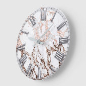Silver Grey Roman Number Metallic Marble Roos Gold Grote Klok (Hoek)