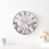 Silver Grey Roman Number Metallic Marble Roos Gold Grote Klok (Huis)