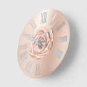 Silver Grey Roos Gold Copper Metallic Roman Nummer Ronde Klok (Hoek)