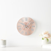 Silver Grey Roos Gold Copper Metallic Roman Nummer Ronde Klok (Huis)