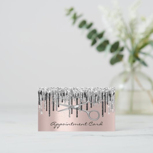 Silver Grey Roos Scissor Har Salon Stylist Drivers Afsprakenkaartje (Staand voorkant)