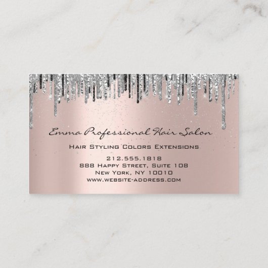 Silver Grey Roos Scissor Har Salon Stylist Drivers Afsprakenkaartje (Achterkant)