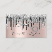 Silver Grey Roos Scissor Har Salon Stylist Drivers Afsprakenkaartje (Voorkant)