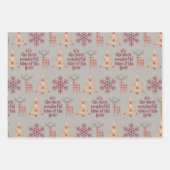 Silver Grey Rustic Woodland vakantiepatroon Inpakpapier Vel (Voorkant)