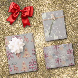 Silver Grey Rustic Woodland vakantiepatroon Inpakpapier Vel