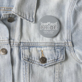 Silver Grey School Pride Mascot Name Button