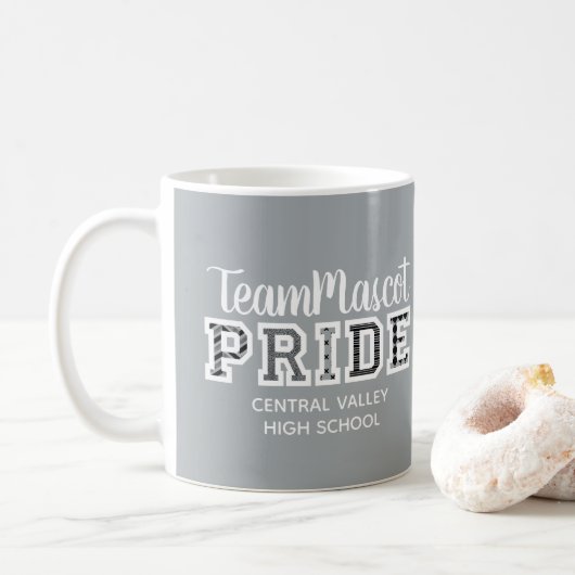 Silver Grey School Pride Mascot Name Coffee Mok (Met donut)
