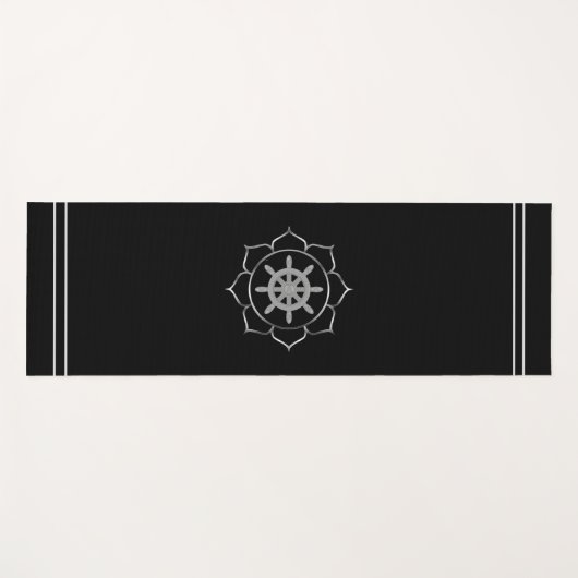 Silver Grey Shield Wheel in Lotus op Black Yogamat (Voorkant (horizontaal))