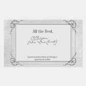 Silver Grey Signature Auteur BookPlate Sjabloon Rechthoekige Sticker (Voorkant)