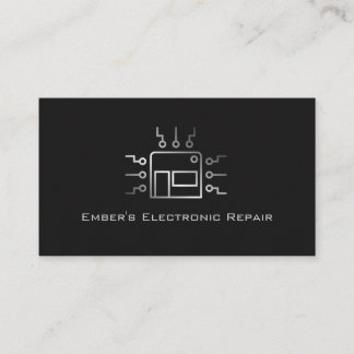 Silver Grey Simple Computer Electronics Repair Visitekaartje