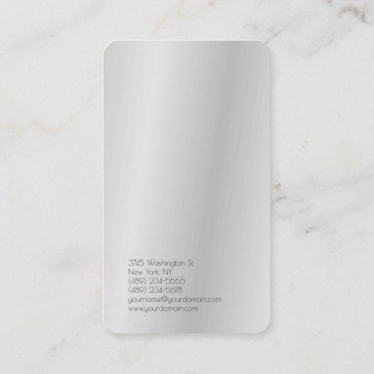 Silver Grey Simple Plain Trendy Professional Visitekaartje (Achterkant)