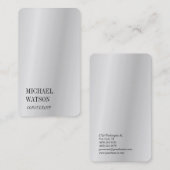 Silver Grey Simple Plain Trendy Professional Visitekaartje (Voorkant / Achterkant)
