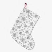 Silver Grey Snowflakes Patroon & Aangepaste naam Kleine Kerstsok (Voorkant (Hangend))