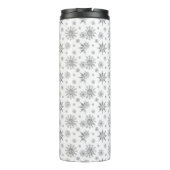 Silver Grey Snowflakes Patroon & Aangepaste naam Thermosbeker (Achterkant)