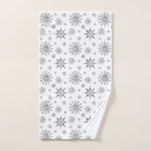 Silver Grey Snowflakes Patroon Bad Handdoek (Handdoek)