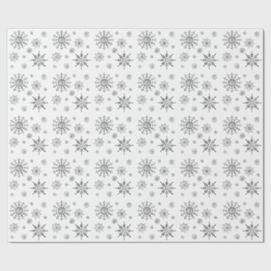 Silver Grey Snowflakes Patroon Cadeaupapier (Vlak)