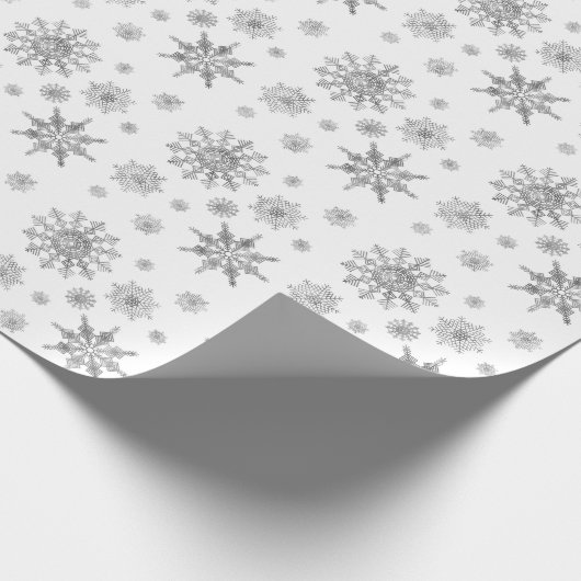Silver Grey Snowflakes Patroon Cadeaupapier (Hoek)