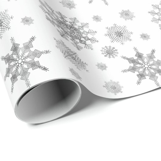 Silver Grey Snowflakes Patroon Cadeaupapier (Rol Hoek)