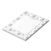 Silver Grey Snowflakes Patroon en aangepaste tekst Notitieblok (Linkerzijde)