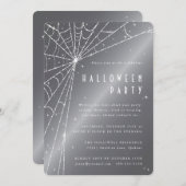 Silver-Grey Sparging Spider Web Halloween Party Kaart (Voorkant / Achterkant)