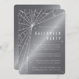 Silver-Grey Sparging Spider Web Halloween Party Kaart