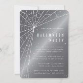 Silver-Grey Sparging Spider Web Halloween Party Kaart (Voorkant)