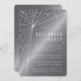 Silver-Grey Sparging Spider Web Halloween Party Kaart