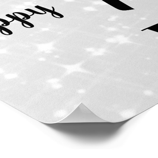 Silver Grey sparkle 70th Birthday Name Poster (Hoek)