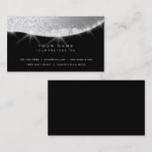 Silver Grey Sparkly Diamond Glitter Glam Black Visitekaartje (Voorkant / Achterkant)