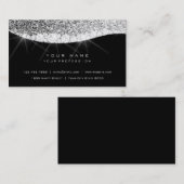 Silver Grey Sparkly Diamond Glitter Glam Black Visitekaartje (Voorkant / Achterkant)