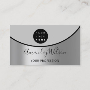 Silver Grey Steel Metal Professional Logo Elegant Visitekaartje