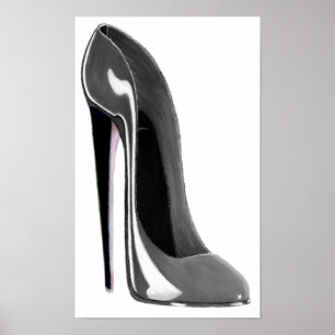 Silver Grey Stiletto Shoe Print