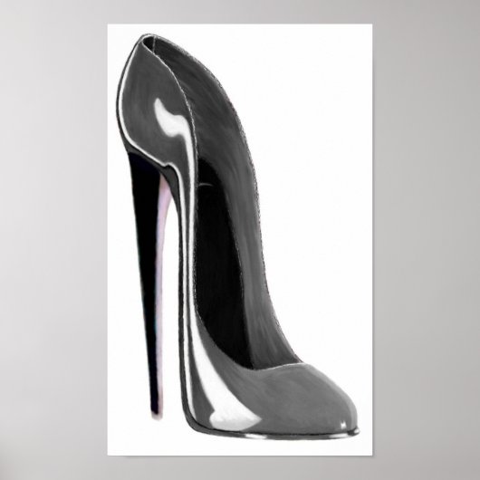 Silver Grey Stiletto Shoe Print (Voorkant)