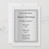 Silver Grey STRIPE STAR-partijuitnodigingen Kaart (Voorkant)