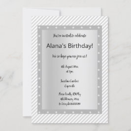 Silver Grey STRIPE STAR-partijuitnodigingen Kaart