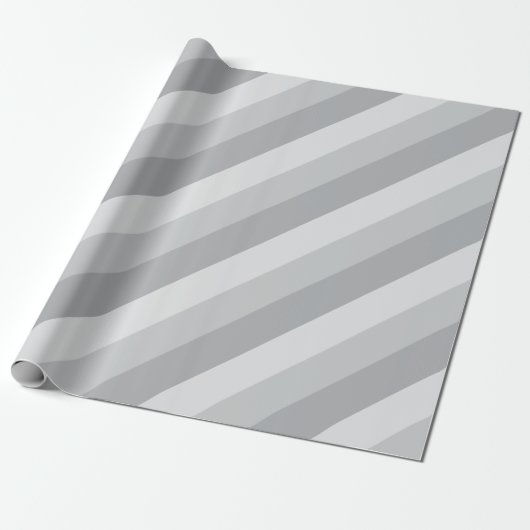 Silver Grey Striped Cadeaupapier (Uitgerold)