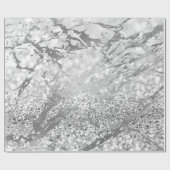 Silver Grey Strokes Glitte Marble Shiny Metal Cadeaupapier (Vlak)