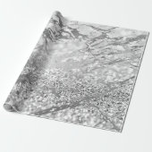 Silver Grey Strokes Glitte Marble Shiny Metal Cadeaupapier (Uitgerold)