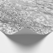 Silver Grey Strokes Glitte Marble Shiny Metal Cadeaupapier (Hoek)