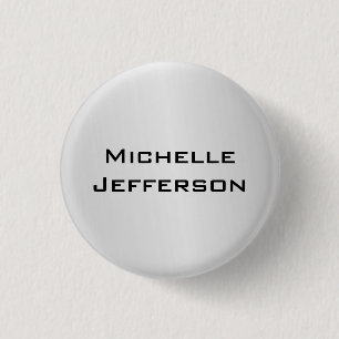 Silver Grey Stylish Trendy Modern Name Ronde Button 3,2 Cm