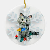 Silver Grey Tabby Angora Cat Kerstmis Keramisch Ornament (Voorkant)